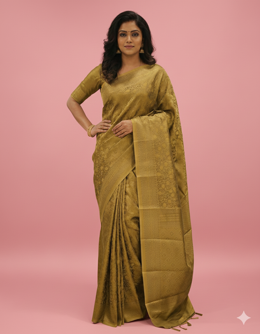 Tissue Brocade Floral Design Saree – R431