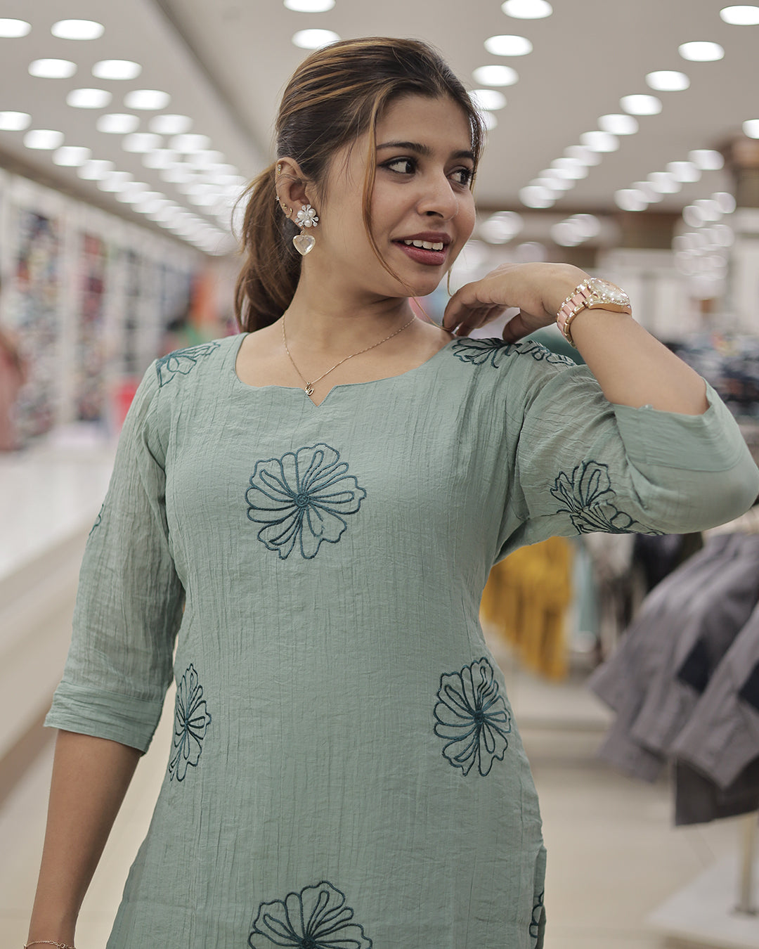 Women's Slitted Kurti with Embroidery -G321