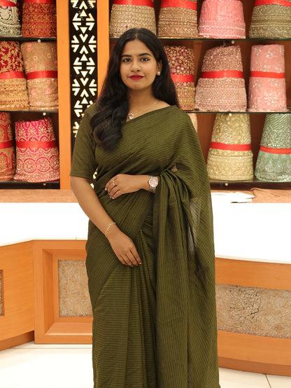 Vichitra Silk Saree with Stripes - 1138