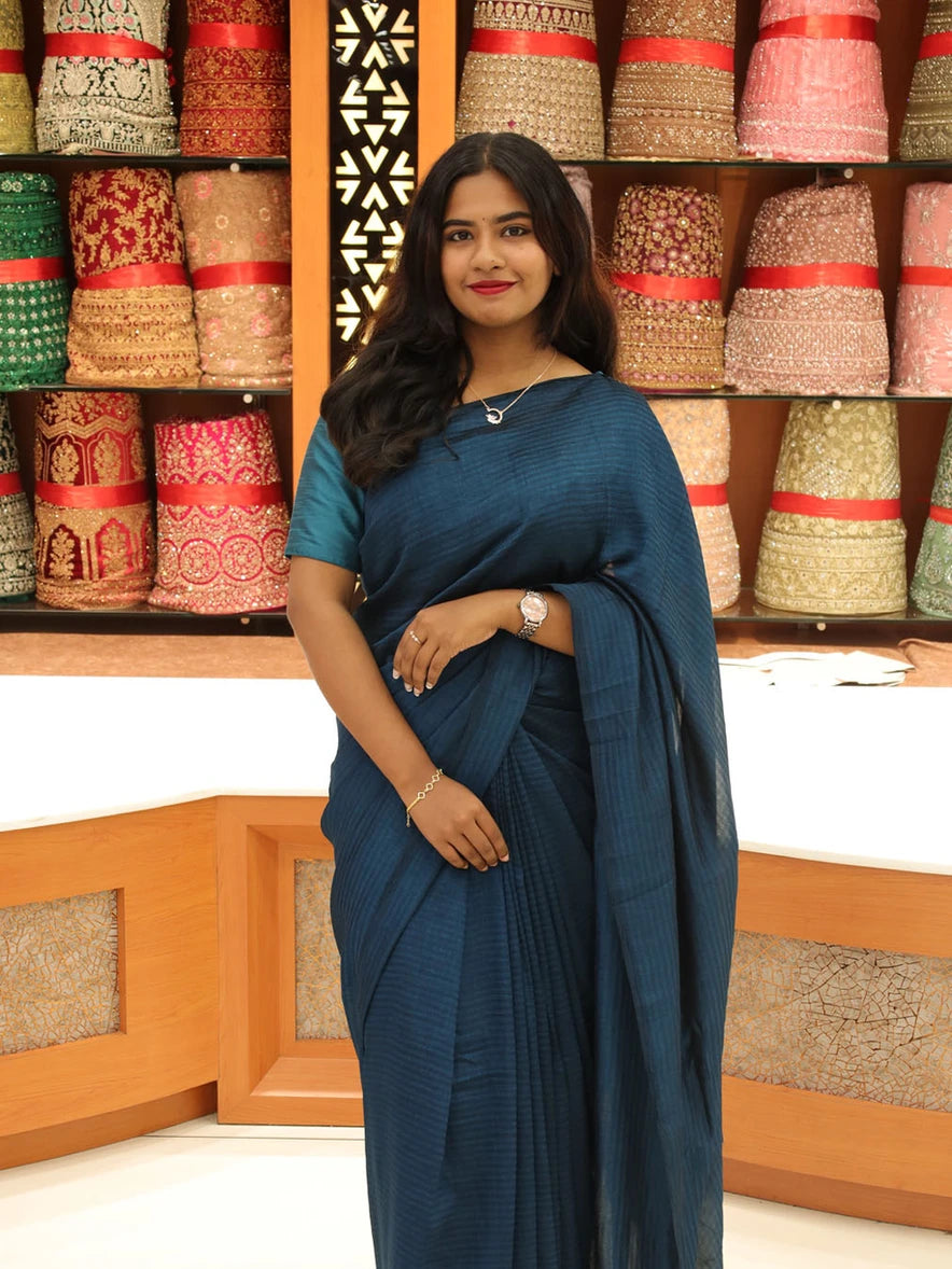 Vichitra Silk Saree with Stripes - 1138