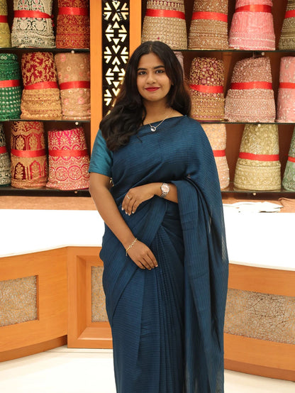 Vichitra Silk Saree with Stripes - 1138
