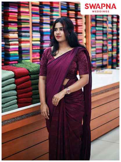 Vichitra Silk Sarees - Single Stripes - 1128