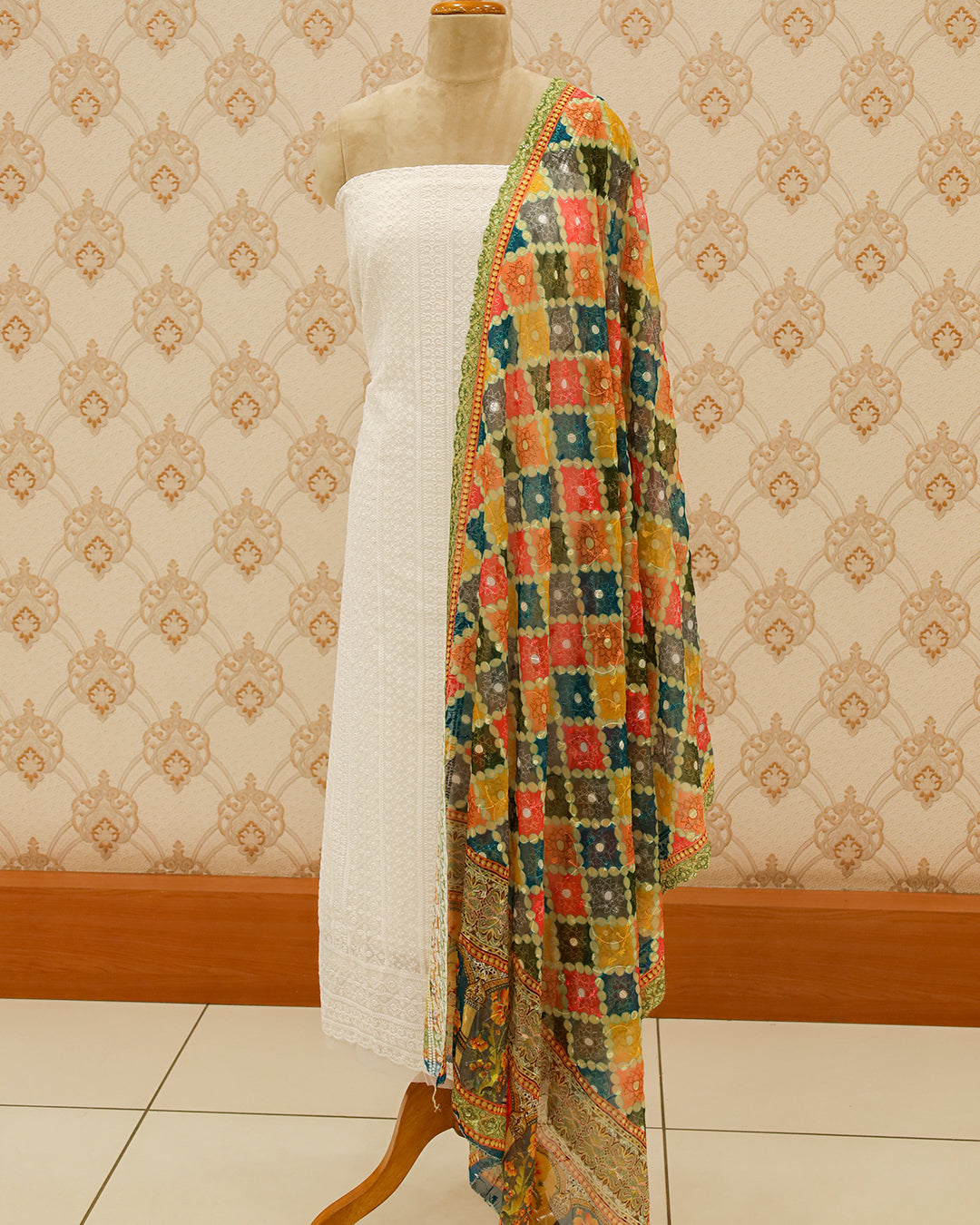Women's Chikankari Unstitched Salwar Suit with Dupatta - 1254