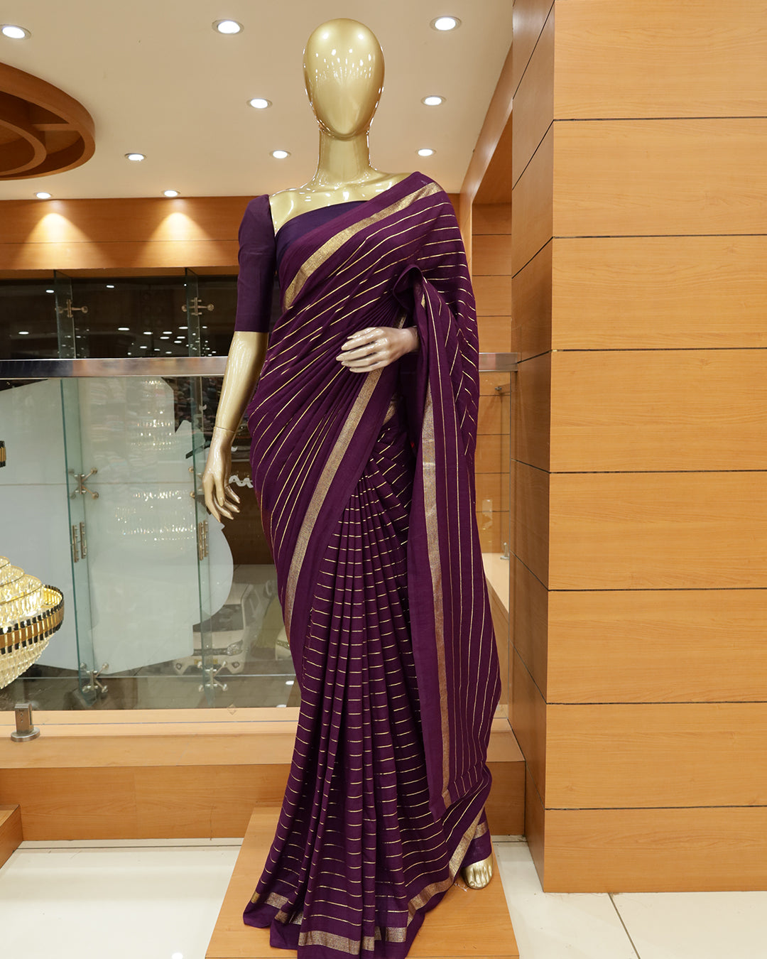 Vichitra Silk Sarees with Golden Stripes - G201
