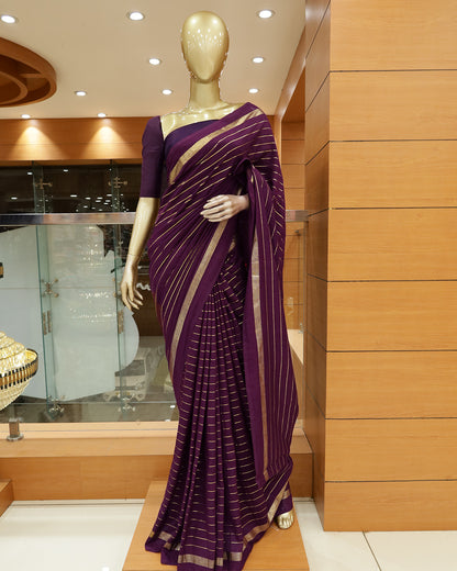 Vichitra Silk Sarees with Golden Stripes - G201