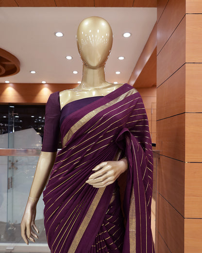 Vichitra Silk Sarees with Golden Stripes - G201